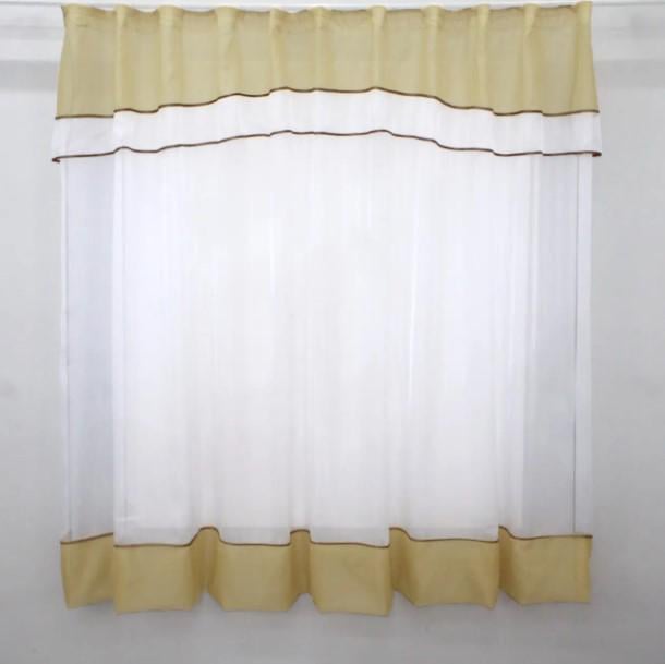 Шторки на кухню/балкон шифон 280х170 см Кофейный/Белый (110к) Шторки на кухню/балкон шифон 280х170 см Кофейный/Белый (110к)