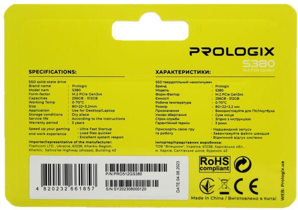 SSD-накопичувач PrologiX S380 512GB M.2 2280 PCIe 3.0 x4 NVMe TLC (PRO512GS380) - фото 5