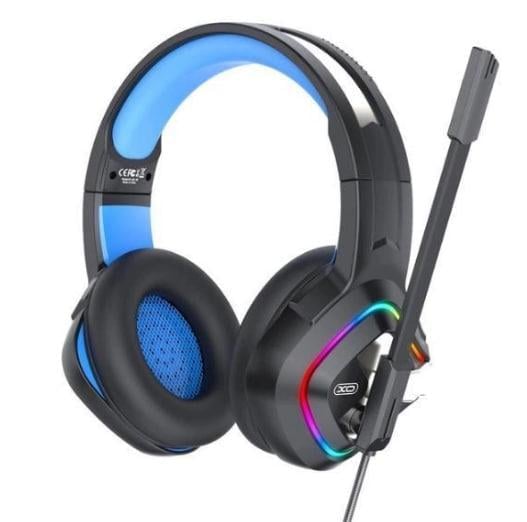 Наушники для гри Xo GE-08 з мікрофоном і RGB підсвічуванням 2,1 м Чорний/Синій (GE-08)