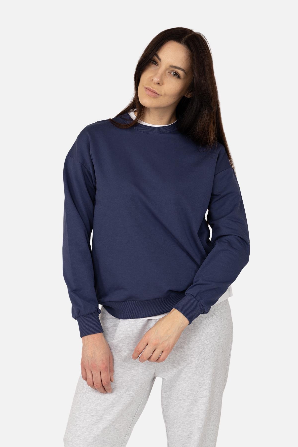 Свитшот женский ЦБ-00266287 р. 50 Темно-синий (SKT001035629) - фото 2 Свитшот женский ЦБ-00266287 р. 50 Темно-синий (SKT001035629) - фото 2