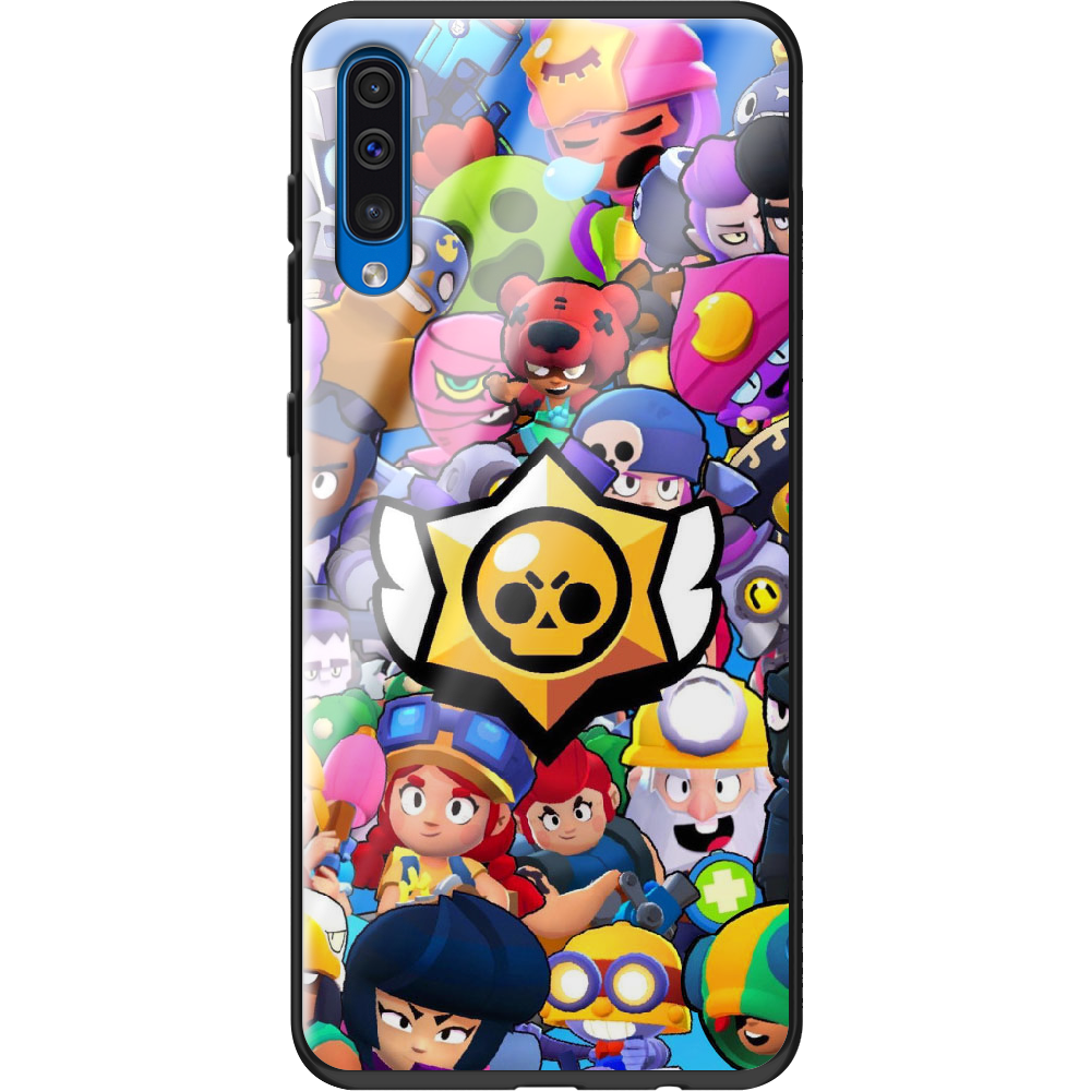 Чехол Boxface Samsung A505 Galaxy A50 Brawl Stars Черный силикон со стеклом (36417-up2389-37739)