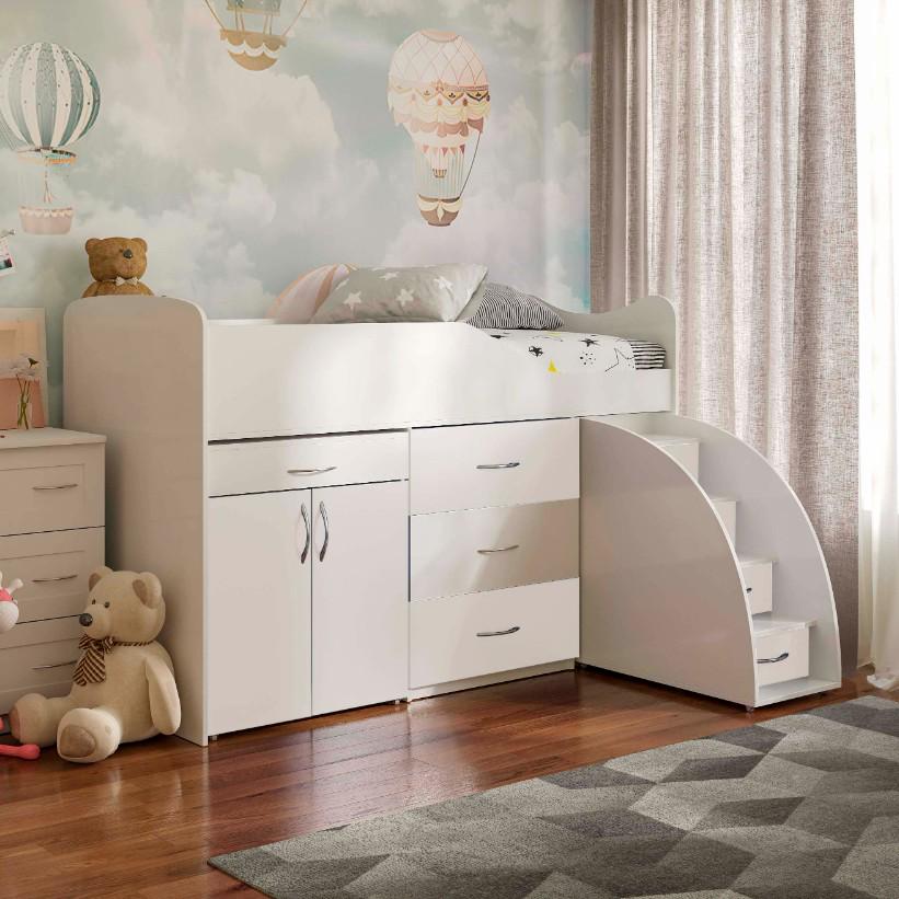 Комплект для дитячої BED-ROOM 5 ліжко з комодом та письмовий стіл 1840x860x1200 мм Білий