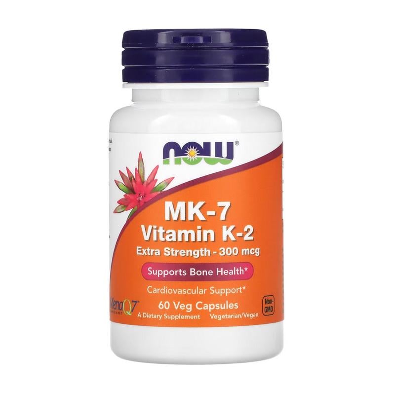 Витамин K2 MK-7 300 мкг NOW MK-7 Vitamin K-2 Extra Strength 60 вер. капс.