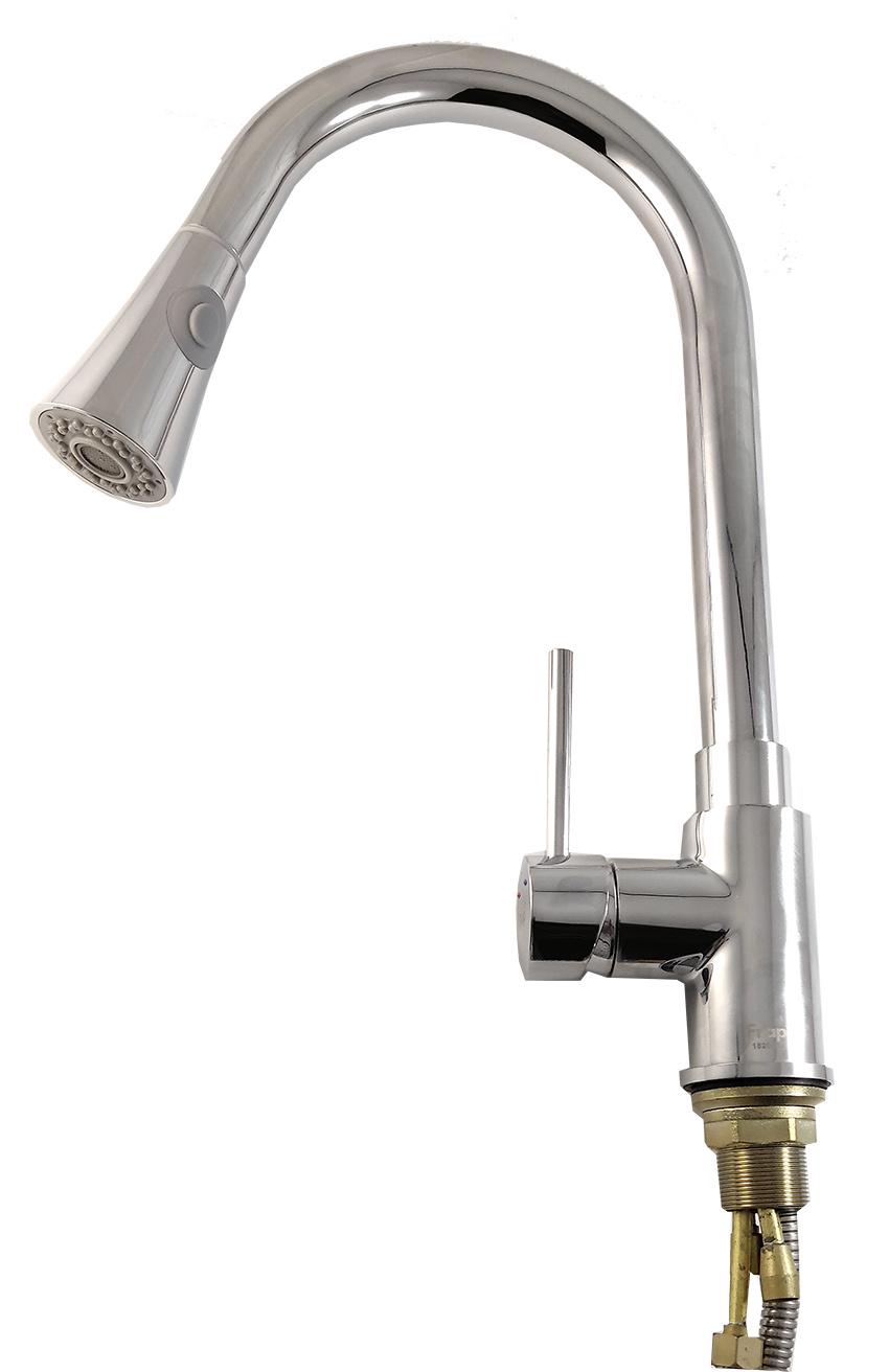 Змішувач для кухні Frap F6052 висувний гусак Хром (33255)