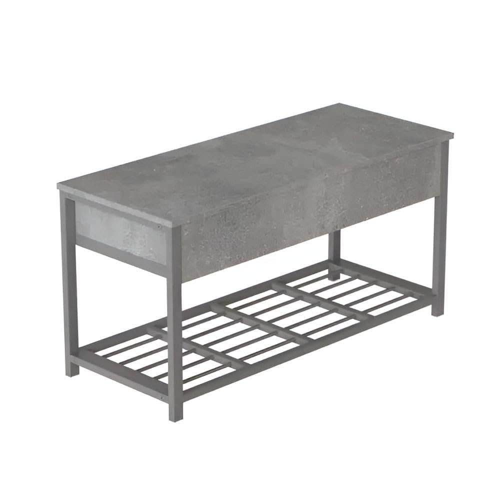 Банкетка с ящиком Ferrum-decor Дрейк 2 металл/ДСП 16 мм 550x1200x400 мм Серый/Бетон (FRD-103086)