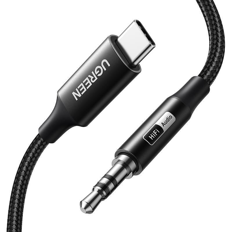 Аудіокабель AUX Ugreen CM450 USB-C 3.5 мм 1 м Чорний (55734)
