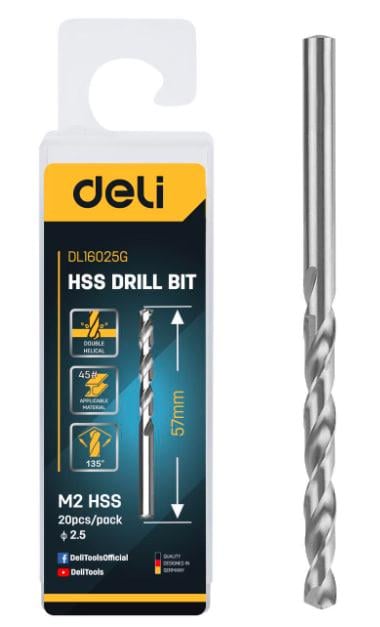 Свердло Deli Tools EDL16025G Hss D2,5 мм (27207032)