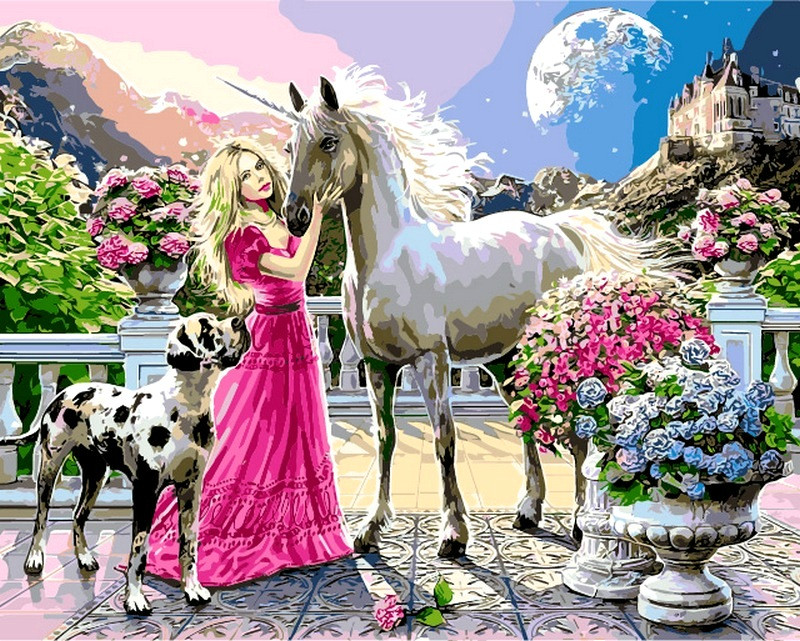 Картина по номерам Brushme Принцесса и единорог (GX8360) Картина по номерам Brushme Принцесса и единорог (GX8360)