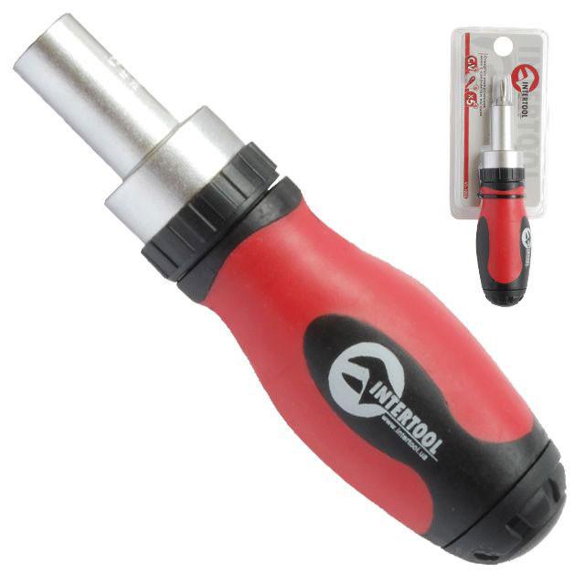 Отвертка реверсивная мини Intertool VT-1005 с комплектом насадок 5 пр. (114471)