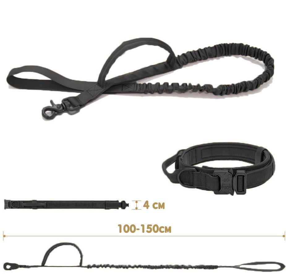 Нашийник з повідцем для собак Harness нейлоновий з металевою пряжкою-фастекс M 38-47 см Чорний (1461774648) - фото 8 Нашийник з повідцем для собак Harness нейлоновий з металевою пряжкою-фастекс M 38-47 см Чорний (1461774648) - фото 8