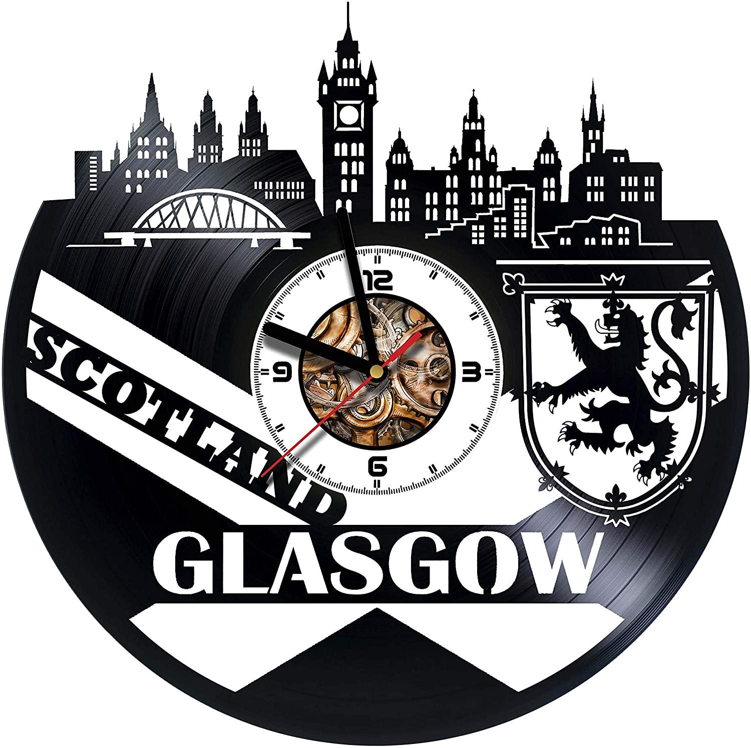 Часы настенные Глазго Шотландия 2291 из виниловой пластинки