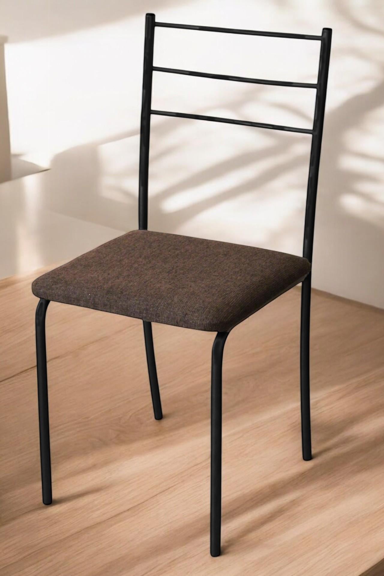 Стул кухонный Наша Ковка Марко с металлическим каркасом и мягким сиденьем черный/Коричневый (Марко Б2+коричневый)