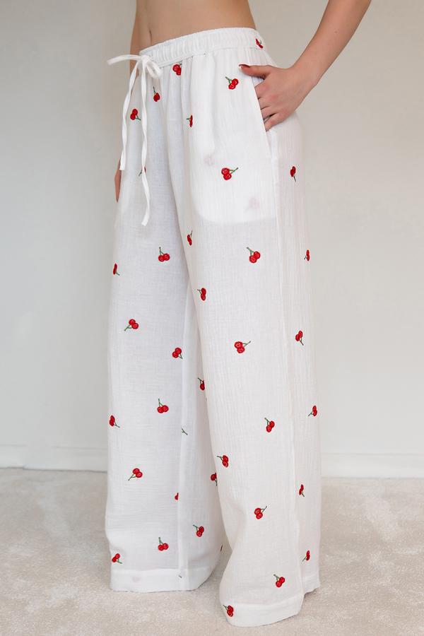 Штани з вишивкою Forli з мусліну Cherry M/L (ML0084-38-09) - фото 2 Штани з вишивкою Forli з мусліну Cherry M/L (ML0084-38-09) - фото 2