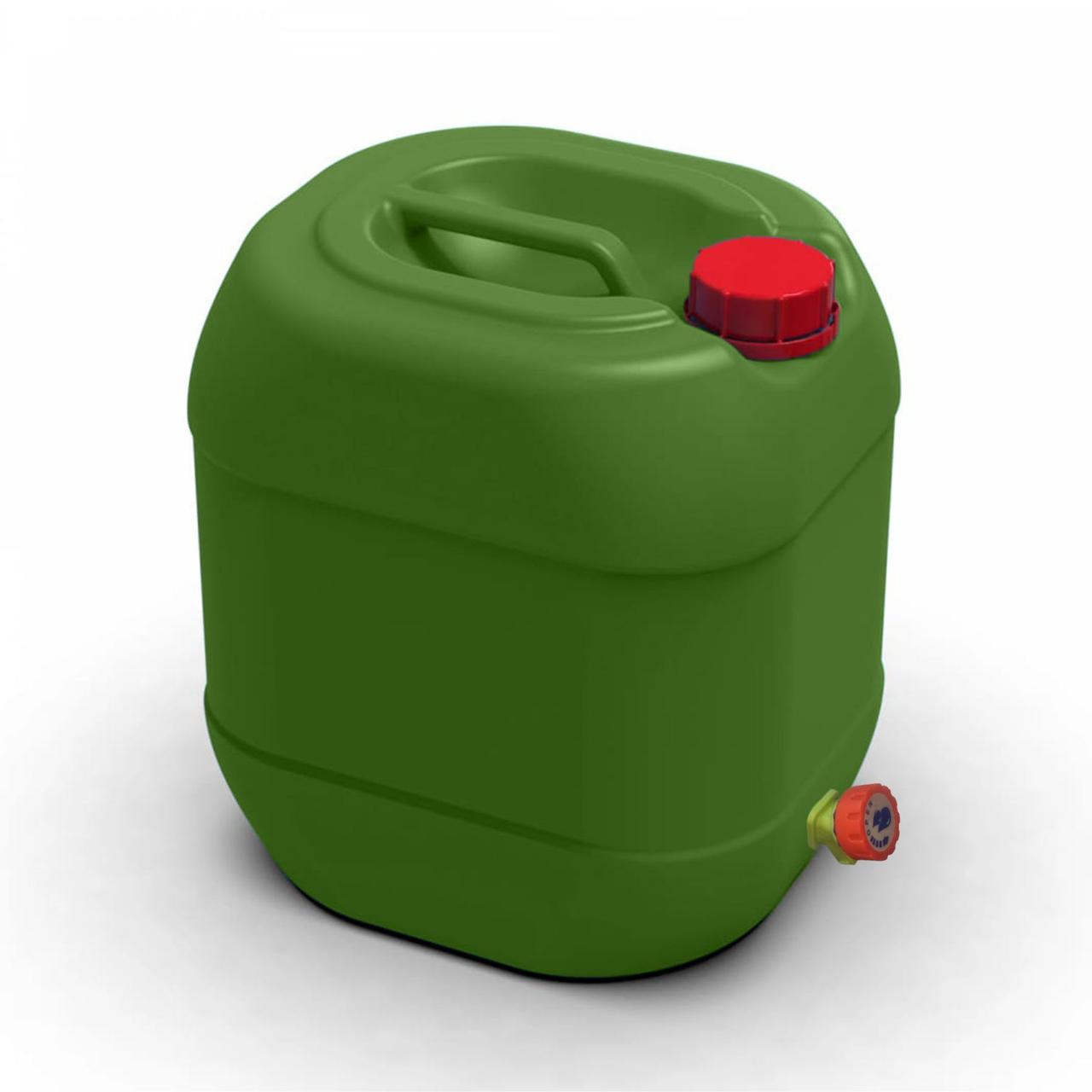 Канистра двухслойная техническая Litolan с краном штабелируемая защита от УФ 20 л Хаки - фото 3