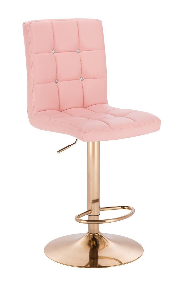 Стілець барний хокер Votana HC1015W без гудзиків Рожевий/Золотий