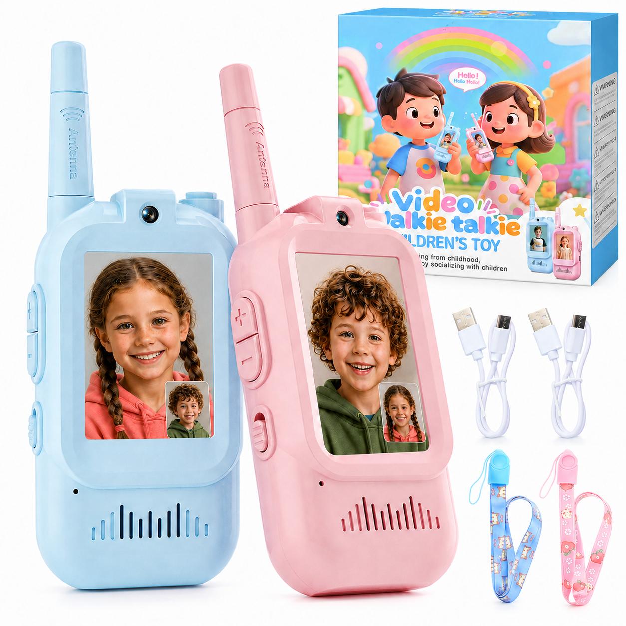 Рации видео детские Walkie Talkie с камерой фото чатом и сменой голоса игрушечные 2 шт. с USB