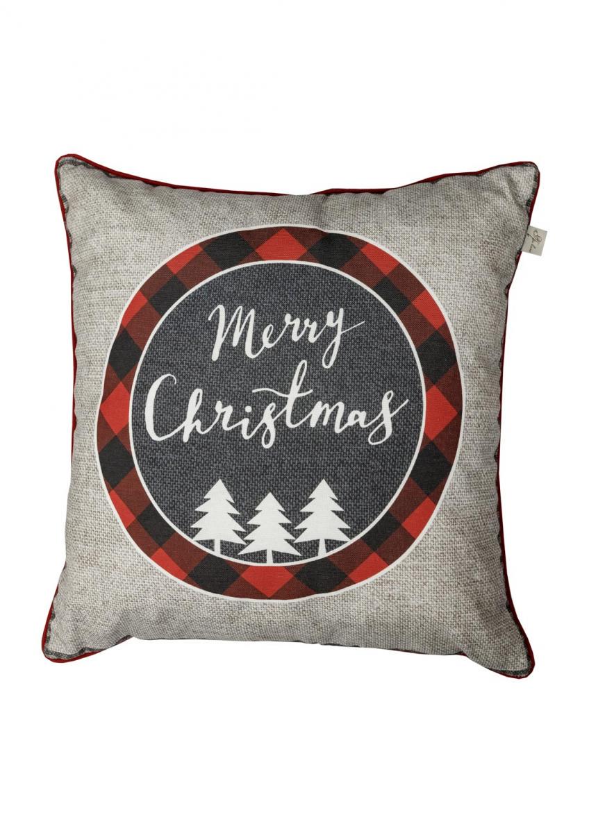 Наволочка декоративна Меry Cristmas сіра 45х45 см (031692)