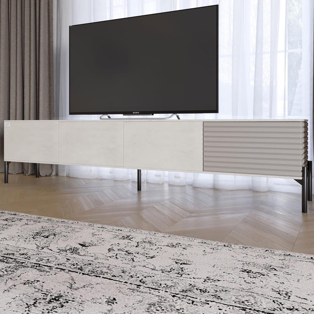 Тумба под телевизор Lion Грей на черных металлических ножках Бетон Style/Кашемир (000-000-2509)