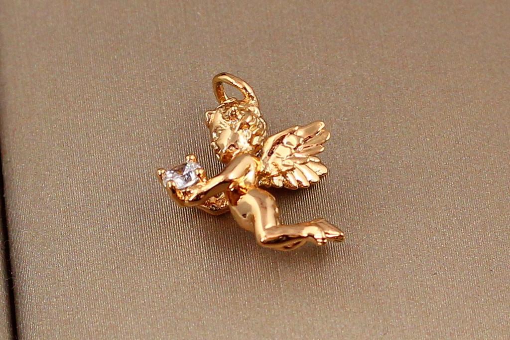 Кулон Xuping Jewelry Ангелочек с камнем 1,6 см Золотистый