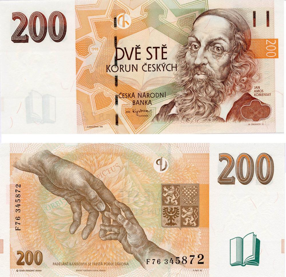 Коллекционная банкнота Чехия 200 крон 1998 UNC P23 (Б03739)