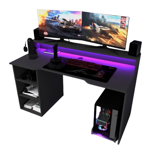 Компьютерный стол Mebellini Маршал NEW 1300х710/860х600 мм Антрацит (арт.SKEP1000-185) - фото 5