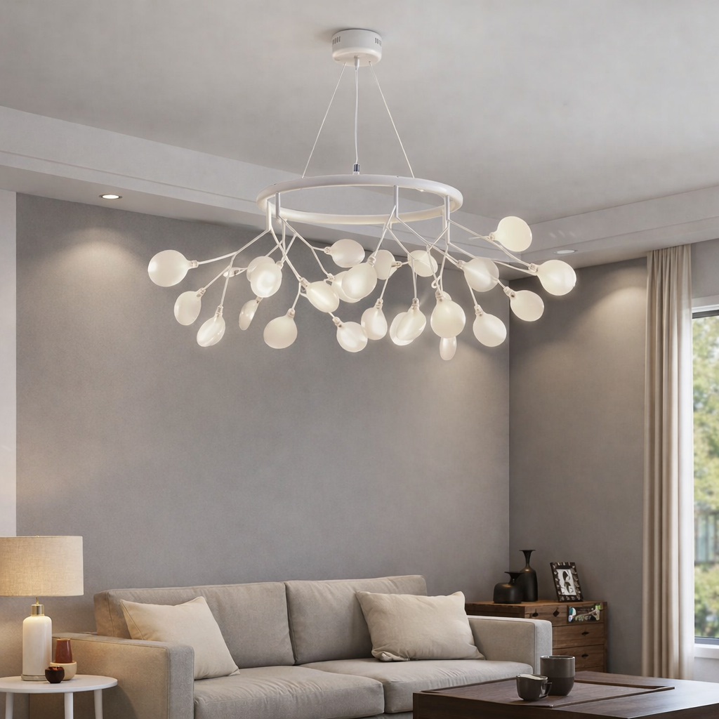 Люстра-кольцо подвесная на 36 белых лампах во флористических мотивах Белый (H687/36 WT_828)