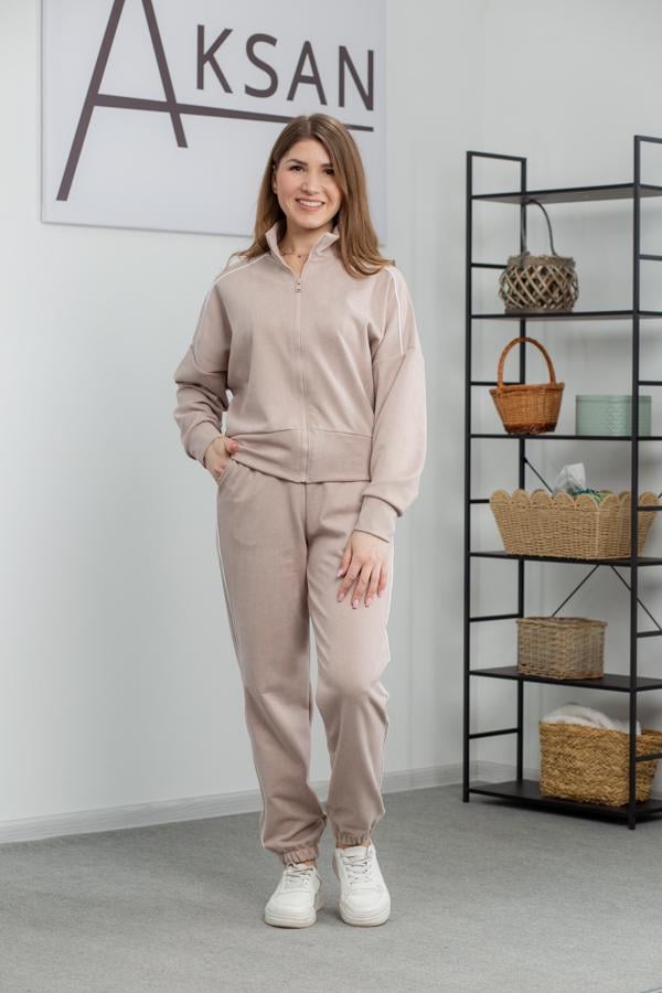 Спортивный костюм женский AKSAN двойка S Темно-бежевый (25.2611_dark-beige_42(S))