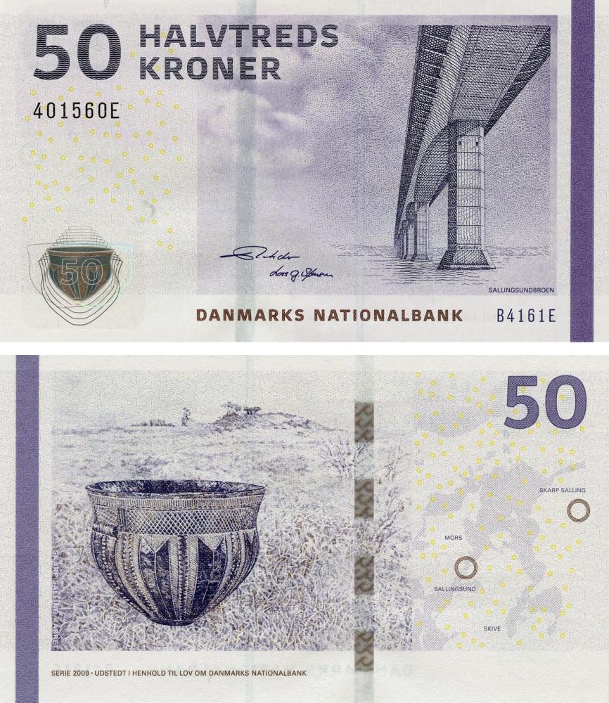 Коллекционная банкнота Дания 50 крон 2016 UNC P65h1 Rohde & Sørensen (Б19176)