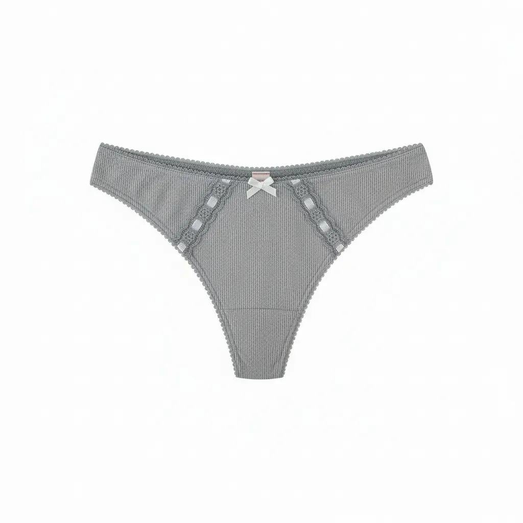 Трусики стринги Victoria's Secret Cotton Thong Panty Gray M Серый (26819081)