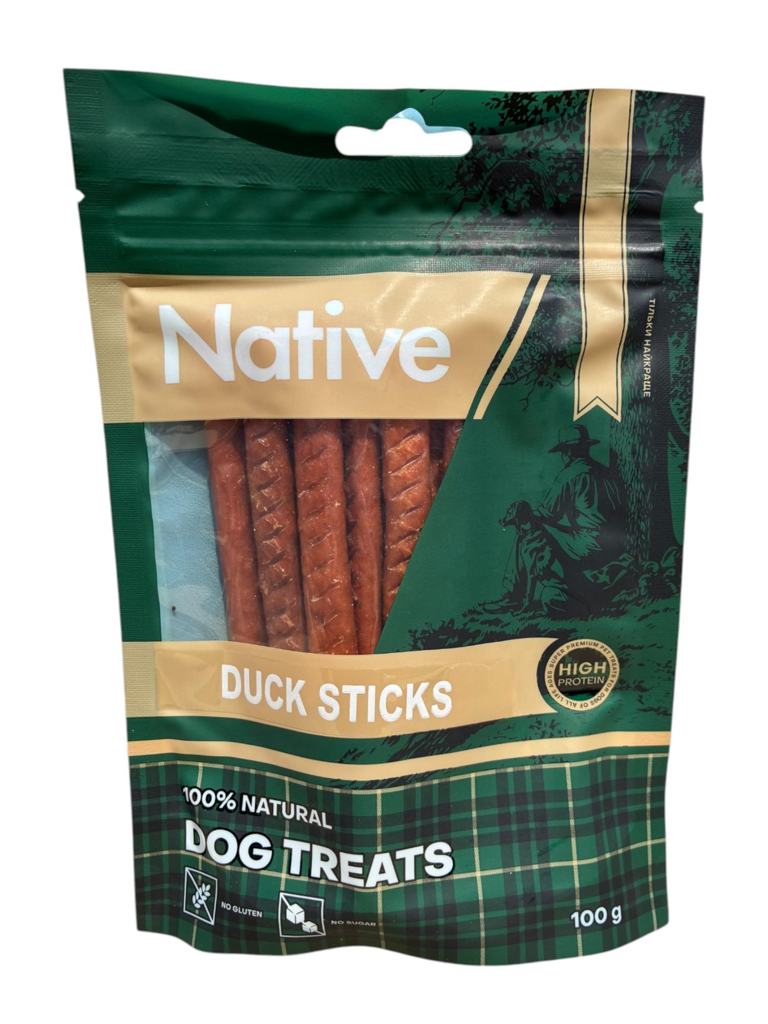 Ласощі для собак NATIVE Duck Sticks Качині палички 100 г (31023018n)
