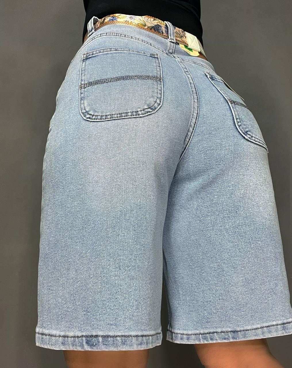 Шорты женские джинсовые Vindasion 4059 бермуды удлиненные с поясом-платком р. 25 Голубой (4150) - фото 7 Шорты женские джинсовые Vindasion 4059 бермуды удлиненные с поясом-платком р. 25 Голубой (4150) - фото 7