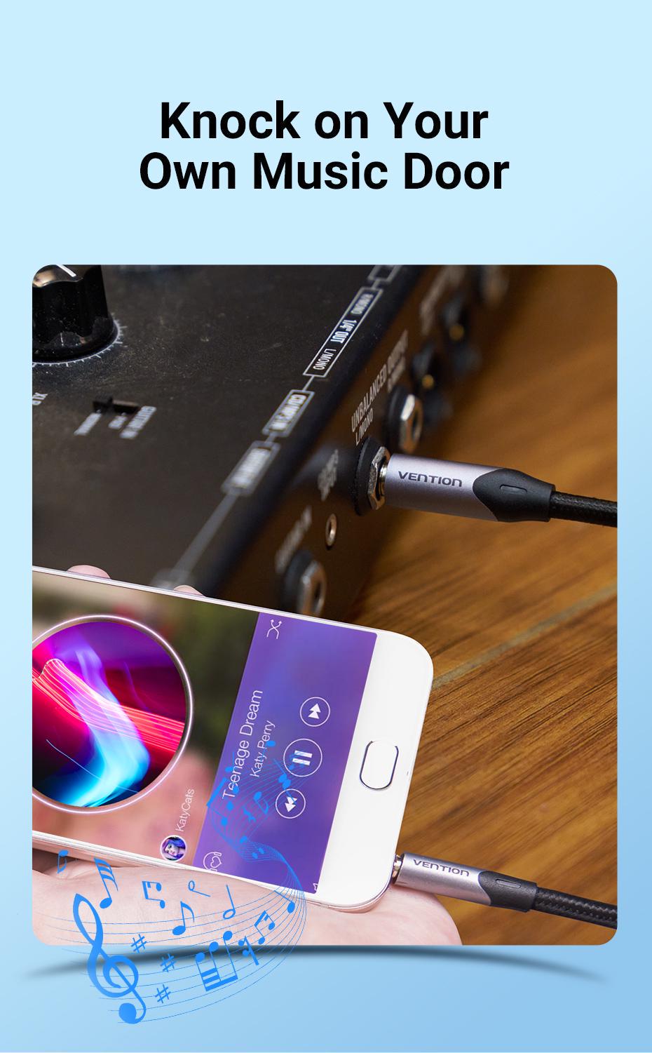 Кабель Vention 6.5 мм Jack-3.5 мм minijack HiFi стерео AUX на 6.35 мм нейлонове обплетення TRS 5 м Чорний (BAUHJ) - фото 12 Кабель Vention 6.5 мм Jack-3.5 мм minijack HiFi стерео AUX на 6.35 мм нейлонове обплетення TRS 5 м Чорний (BAUHJ) - фото 12