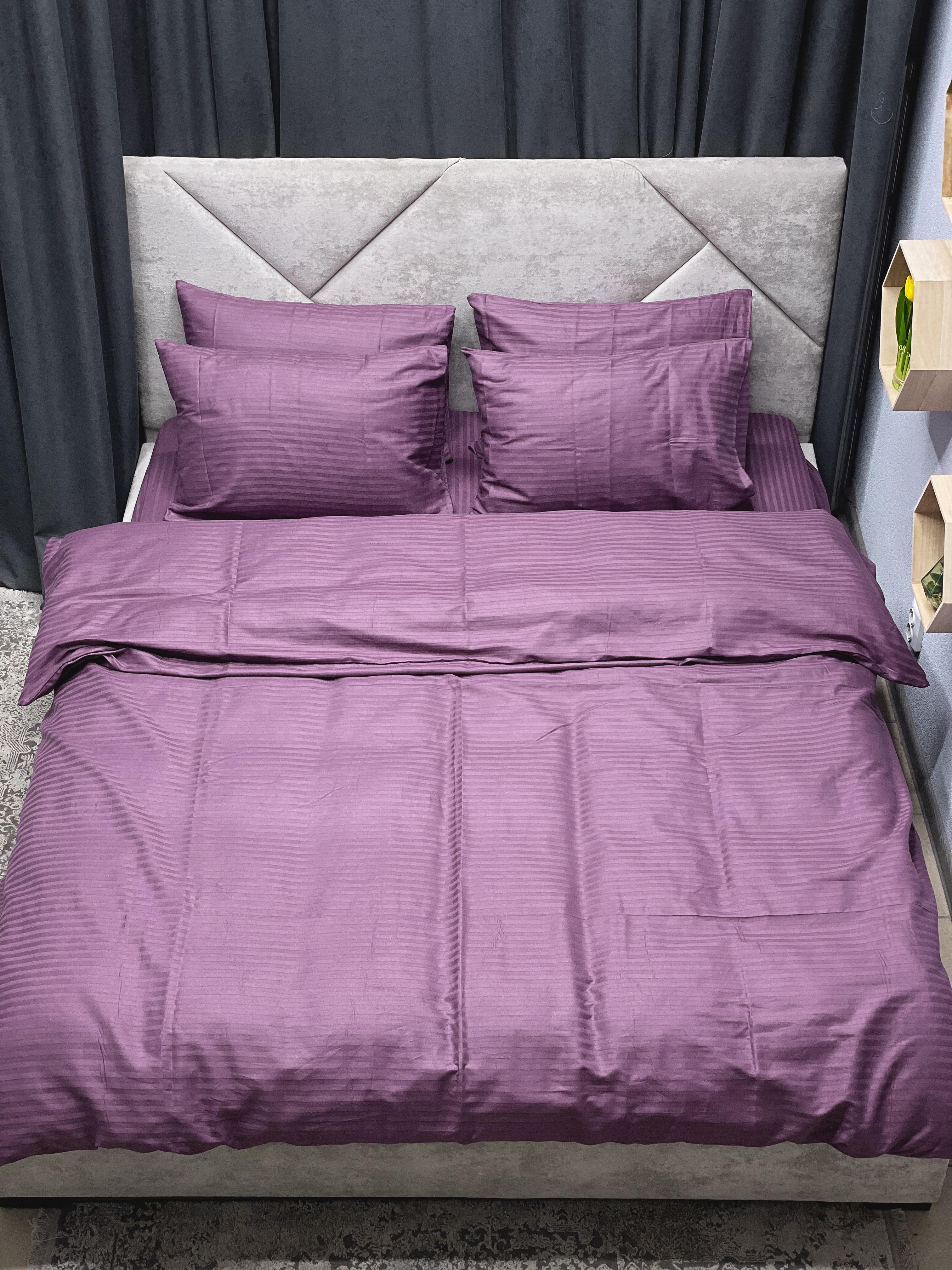 Комплект постельного белья Ego-textile 09SF страйп-сатин однотонный Фиолетовый (198501462)