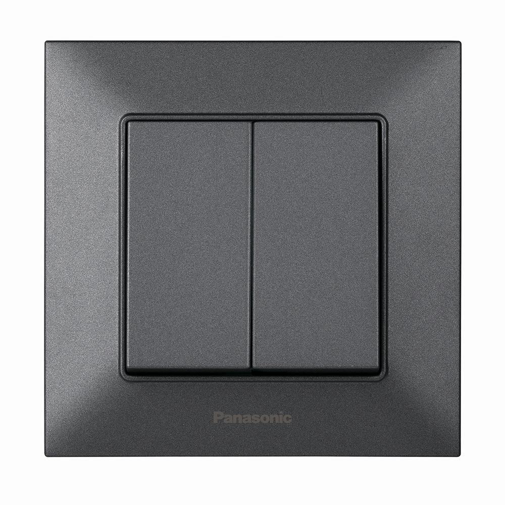 Выключатель Panasonic Arkedia Slim двухклавишный Дымчатый (22855)