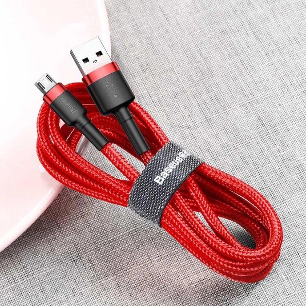 Кабель для швидкої зарядки BASEUS Cafule Cable USB 2,4 A 0,5 м Red (CAMKLF-A09) - фото 7