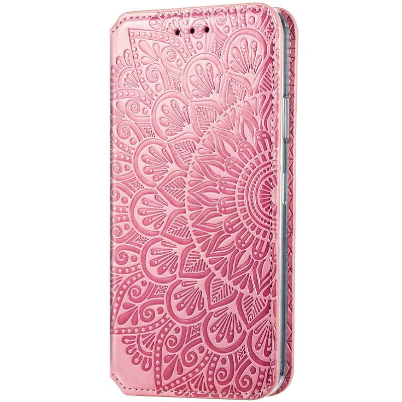 Противоударный Кожаный чехол книжка GETMAN Mandala (PU) для Xiaomi Redmi Note 10 / Note 10s Розовый