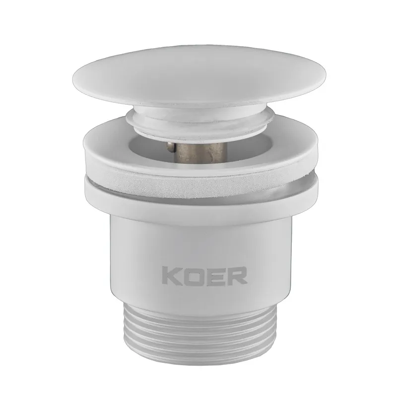 Клапан донный для раковины KOER PW-01-03 1 1/4" автоматический Click-Clack Белый (KR3402)