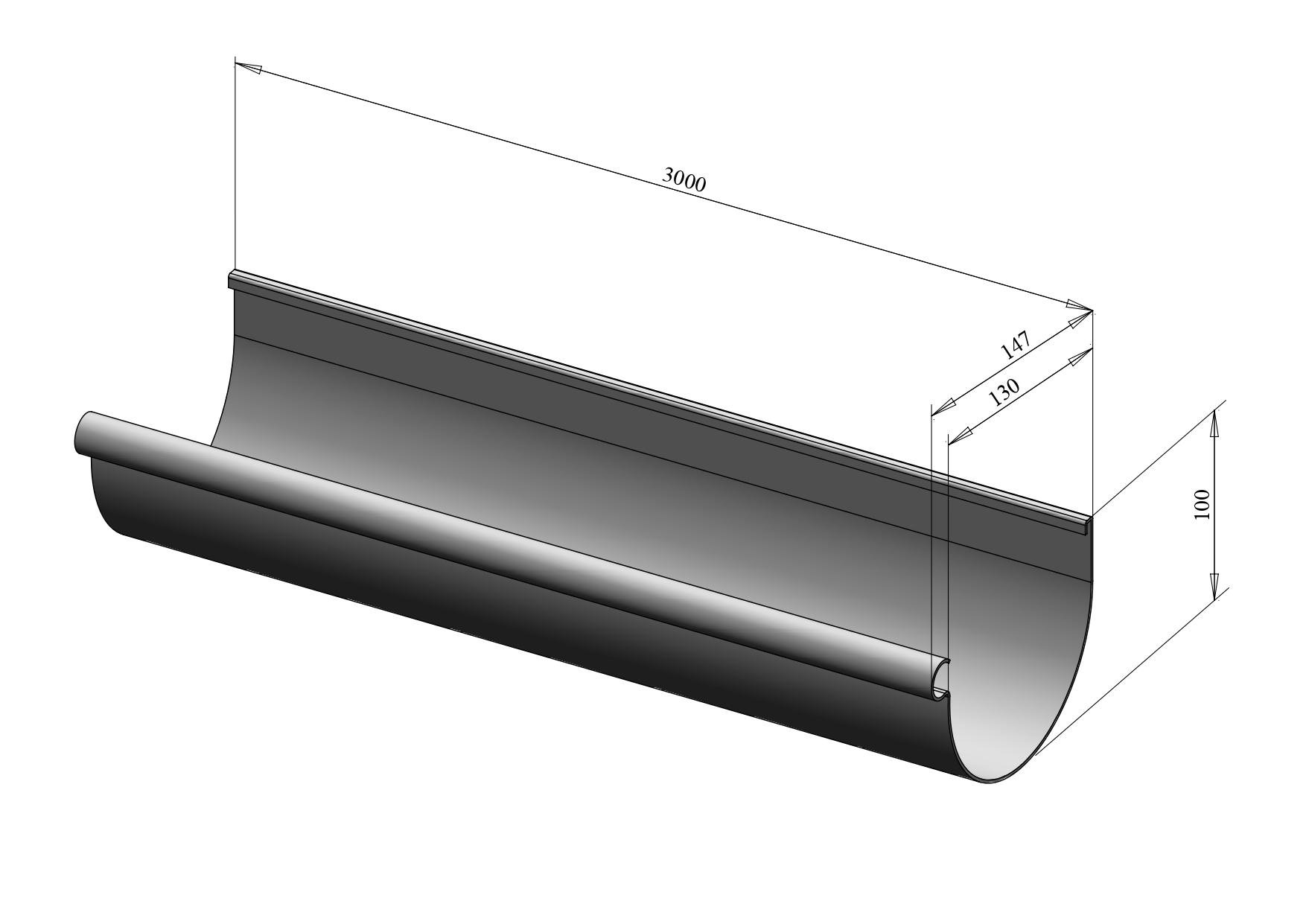 Желоб водосточный Rainway D130 мм 3 м Графитовый (8386177) - фото 2