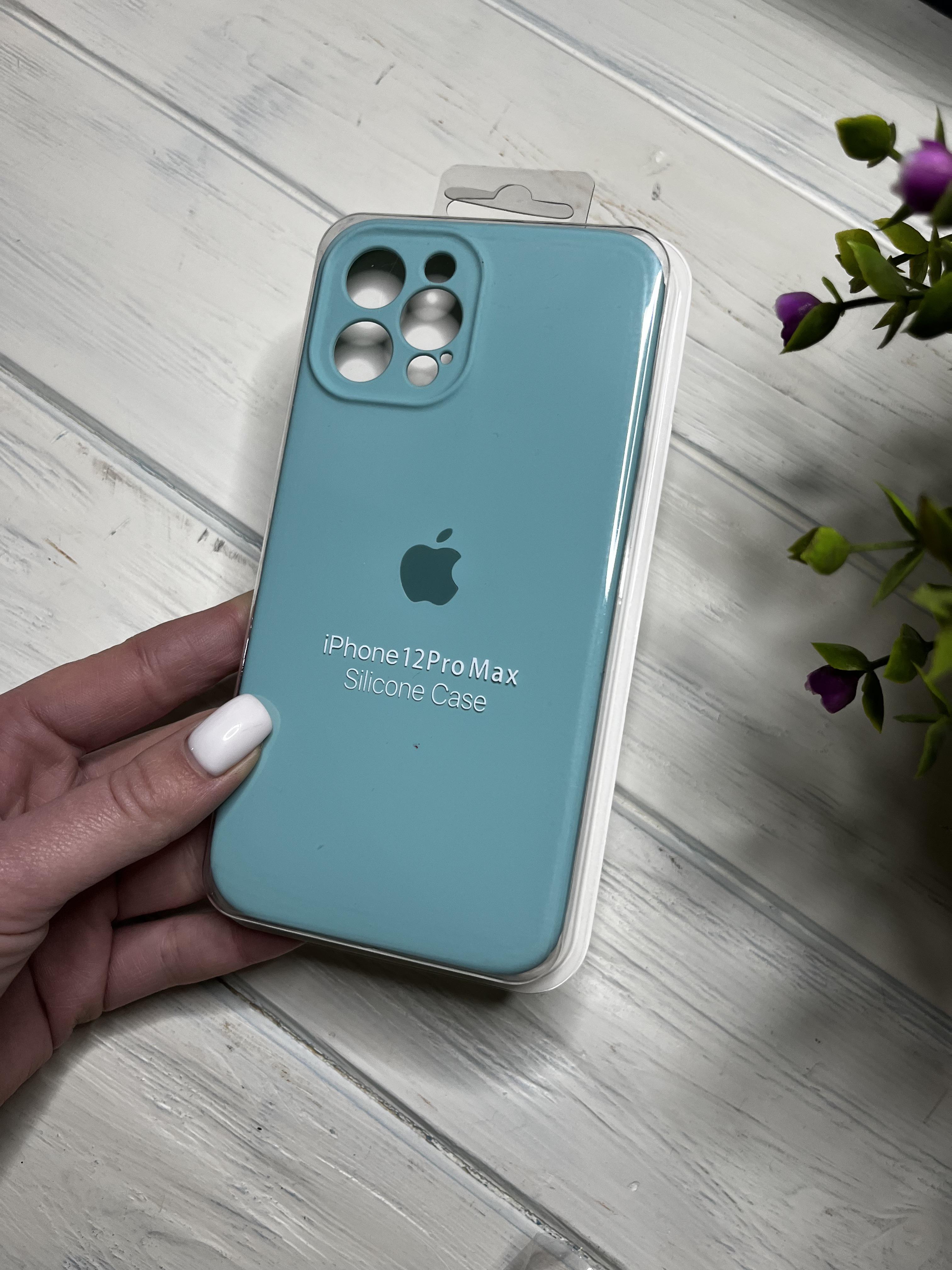 Чохол накладка на iPhone (Айфон) 12 Pro Max квадратні борти silicone case full camera на apple