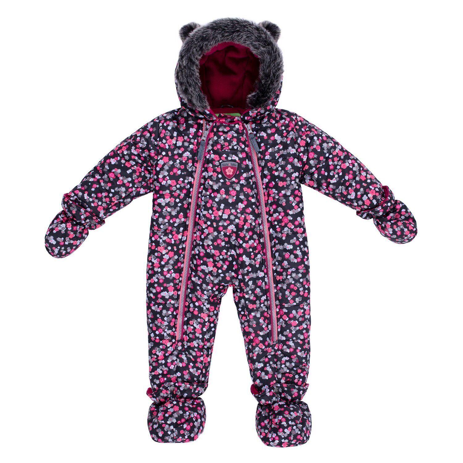 Детский зимний комбинезон цельный Peluche&Tartine F19M104BF для девочки 74-84 см Темно-серый/Вишневый (F19M104BF-Dpgray-12m)