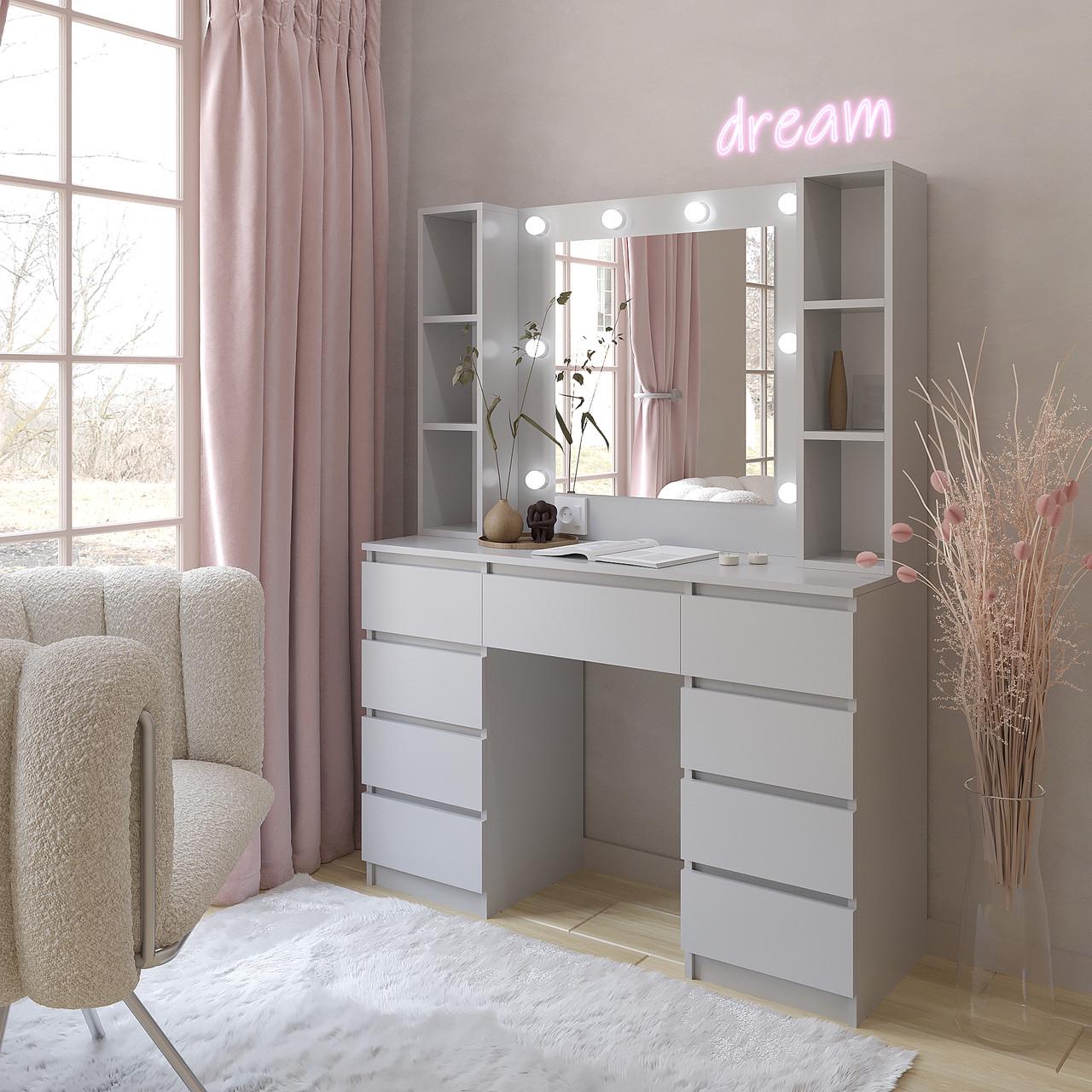 Туалетний столик New and Classic з підсвічуванням 1600х1200х400 мм Сірий