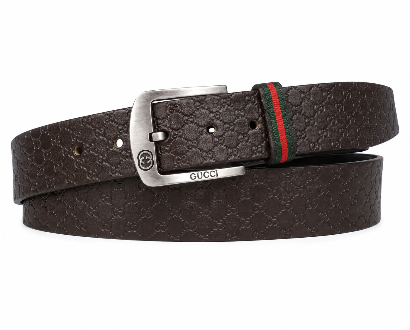Ремінь жіночий шкіряний в стилі Gucci з тисненням 130 см Коричневий (gg098_03)