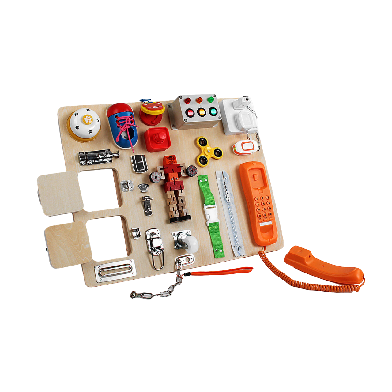 Бізіборд WENYI підсвічування/рухливі елементи/спінер/дзвінок/телефон Multicolor (149796)