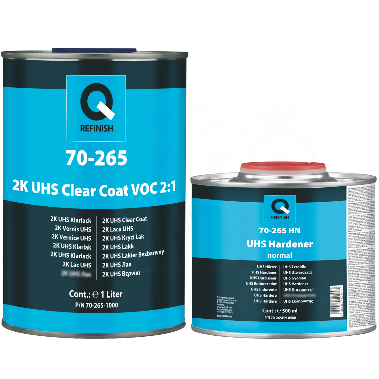 Лак акриловый Q-REFINISH 70-265 2K UHS VOC 2:1 1 л/500 мл Прозрачный - фото 1