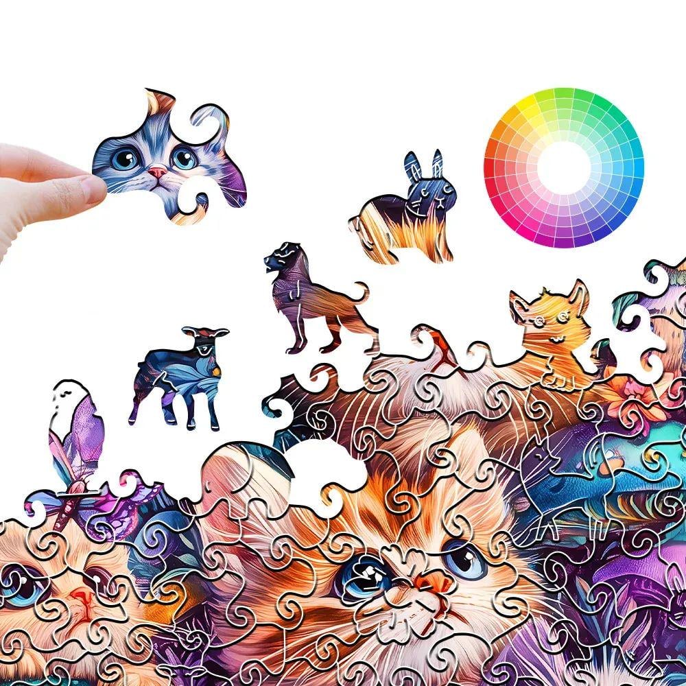 Пазлы деревянные семья котиков А3 (669) - фото 4 Пазлы деревянные семья котиков А3 (669) - фото 4