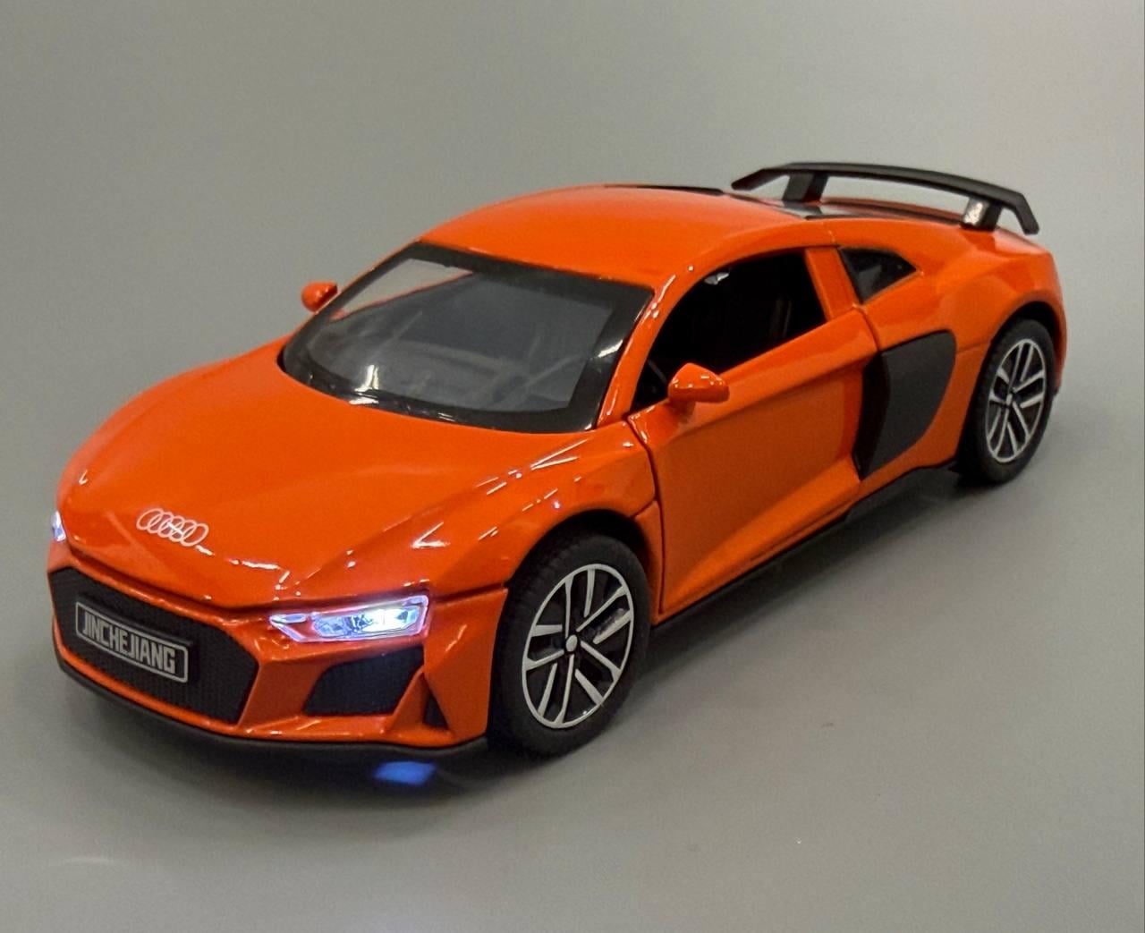 Машинка инерционная АвтоСвіт Audi R8 масштаб 1:32 открывается дверь/капот/багажник 15 см Оранжевый (AP-2108)