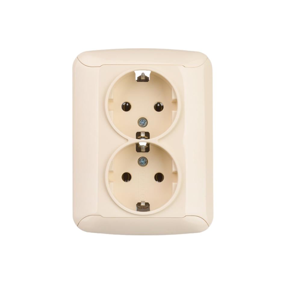 Розетка 2-я Gunsan Fantasy 1231264100150 з заземленням Кремовий Розетка 2-я Gunsan Fantasy 1231264100150 з заземленням Кремовий