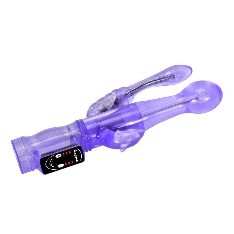 Вибратор тройной для анально-вагинальной стимуляции Фиолетовый (Purple_JP08)