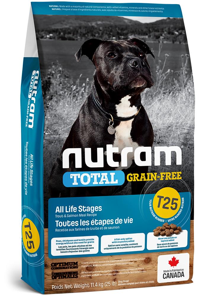 Корм сухой для собак всех пород Nutram T25 Grain Free Trout&Salmon Dog с лососем и форелью 11,4 кг (067714102543)