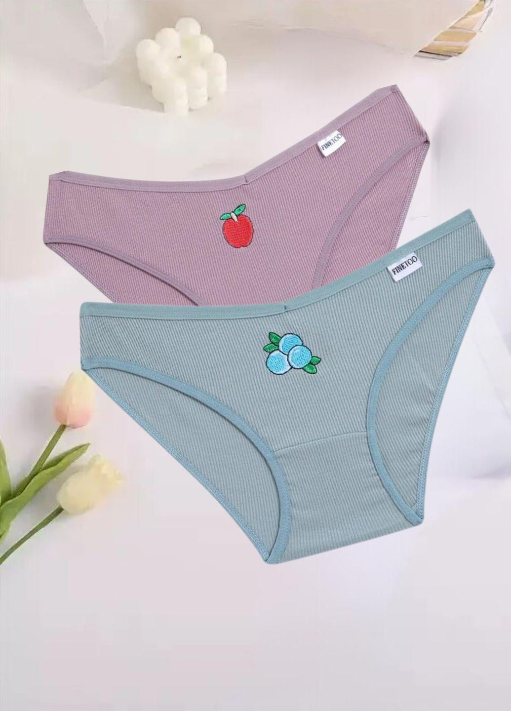 Набор женских трусиков-слепов FINETOO Фруктики 573-44 с V-образной талией L р. 44 2 шт. Комбинированный